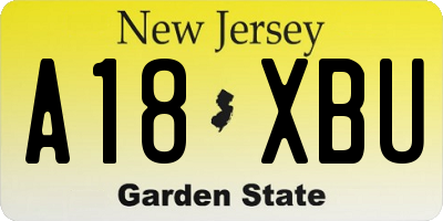 NJ license plate A18XBU