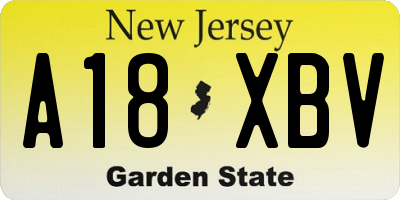 NJ license plate A18XBV