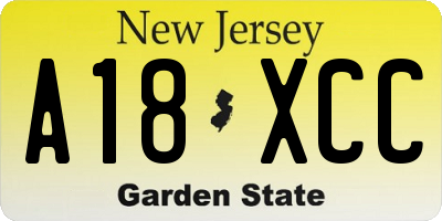 NJ license plate A18XCC