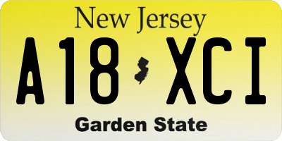 NJ license plate A18XCI