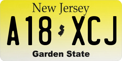 NJ license plate A18XCJ