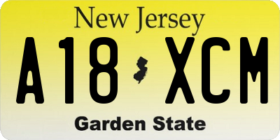 NJ license plate A18XCM