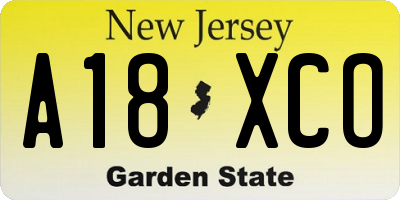 NJ license plate A18XCO