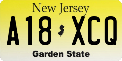 NJ license plate A18XCQ