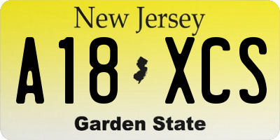 NJ license plate A18XCS