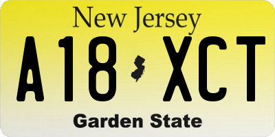NJ license plate A18XCT
