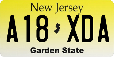 NJ license plate A18XDA