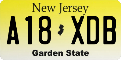 NJ license plate A18XDB