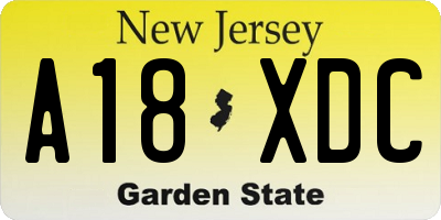 NJ license plate A18XDC