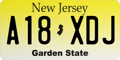 NJ license plate A18XDJ