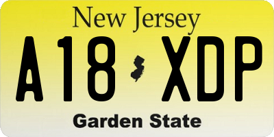 NJ license plate A18XDP