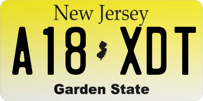 NJ license plate A18XDT