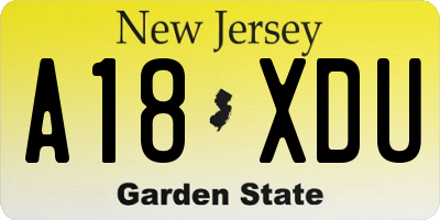NJ license plate A18XDU