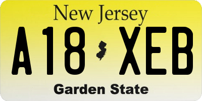 NJ license plate A18XEB