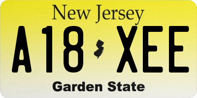 NJ license plate A18XEE
