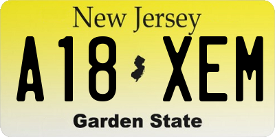 NJ license plate A18XEM