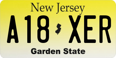 NJ license plate A18XER