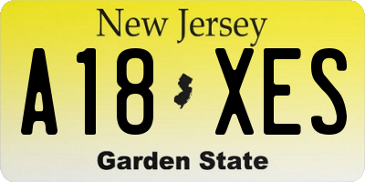 NJ license plate A18XES