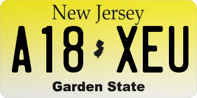 NJ license plate A18XEU