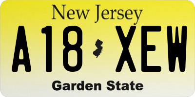 NJ license plate A18XEW