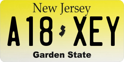 NJ license plate A18XEY