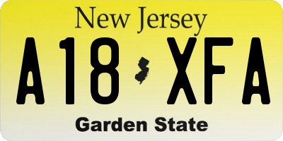 NJ license plate A18XFA