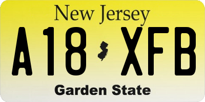 NJ license plate A18XFB