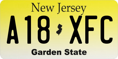NJ license plate A18XFC