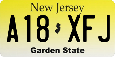 NJ license plate A18XFJ