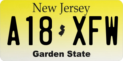 NJ license plate A18XFW