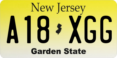 NJ license plate A18XGG