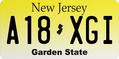 NJ license plate A18XGI
