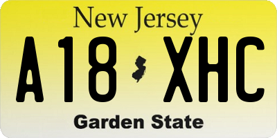 NJ license plate A18XHC