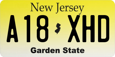 NJ license plate A18XHD