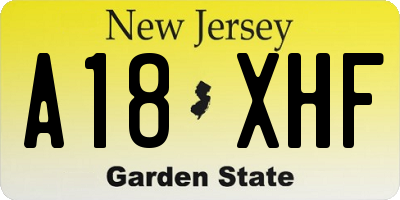NJ license plate A18XHF