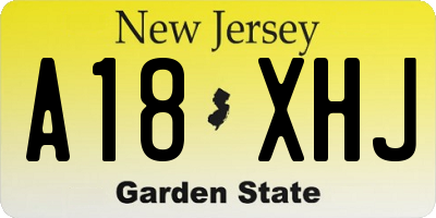 NJ license plate A18XHJ