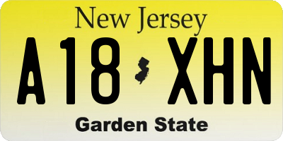 NJ license plate A18XHN