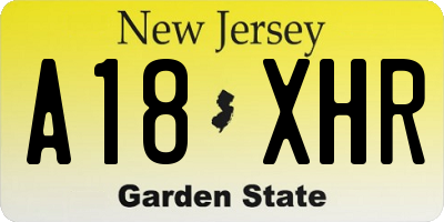 NJ license plate A18XHR
