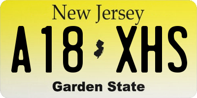 NJ license plate A18XHS