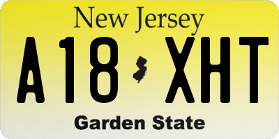 NJ license plate A18XHT