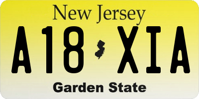 NJ license plate A18XIA