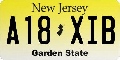 NJ license plate A18XIB