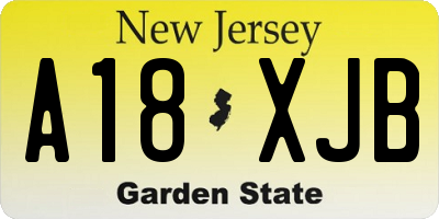 NJ license plate A18XJB