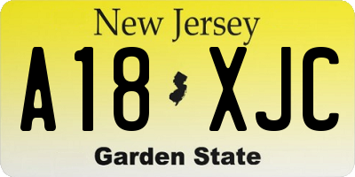 NJ license plate A18XJC