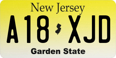 NJ license plate A18XJD