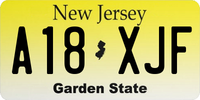 NJ license plate A18XJF