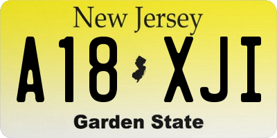 NJ license plate A18XJI