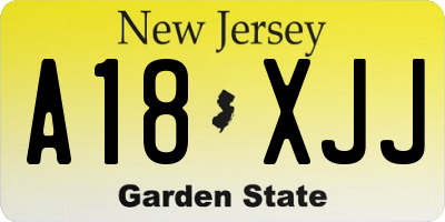 NJ license plate A18XJJ