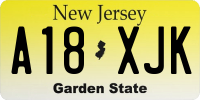 NJ license plate A18XJK