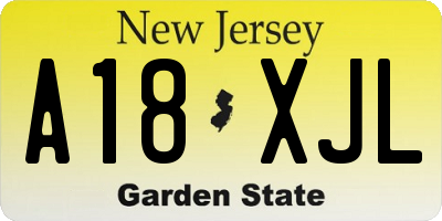 NJ license plate A18XJL